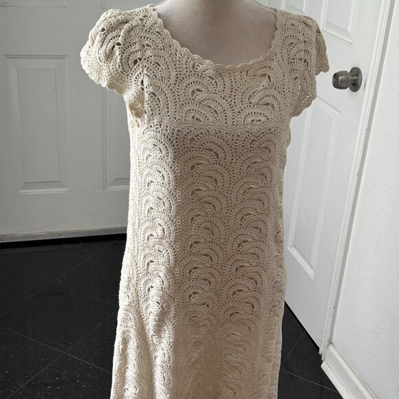 INC INTERNATIONAL CONCEPTS Women’s Ivory/Gold Embroidered Sheath Dress Sz L - Picture 2 of 15